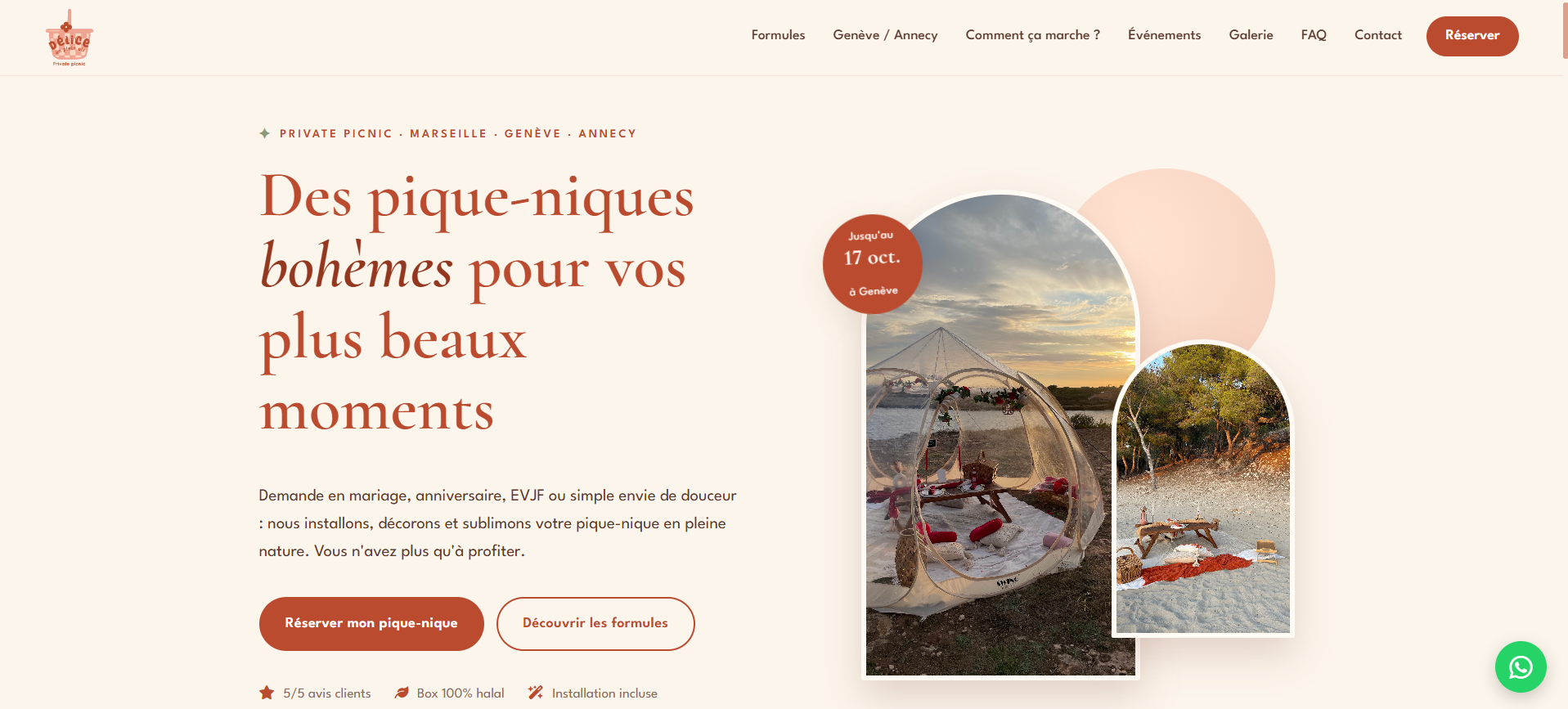 Aperçu du site Délices en plein air