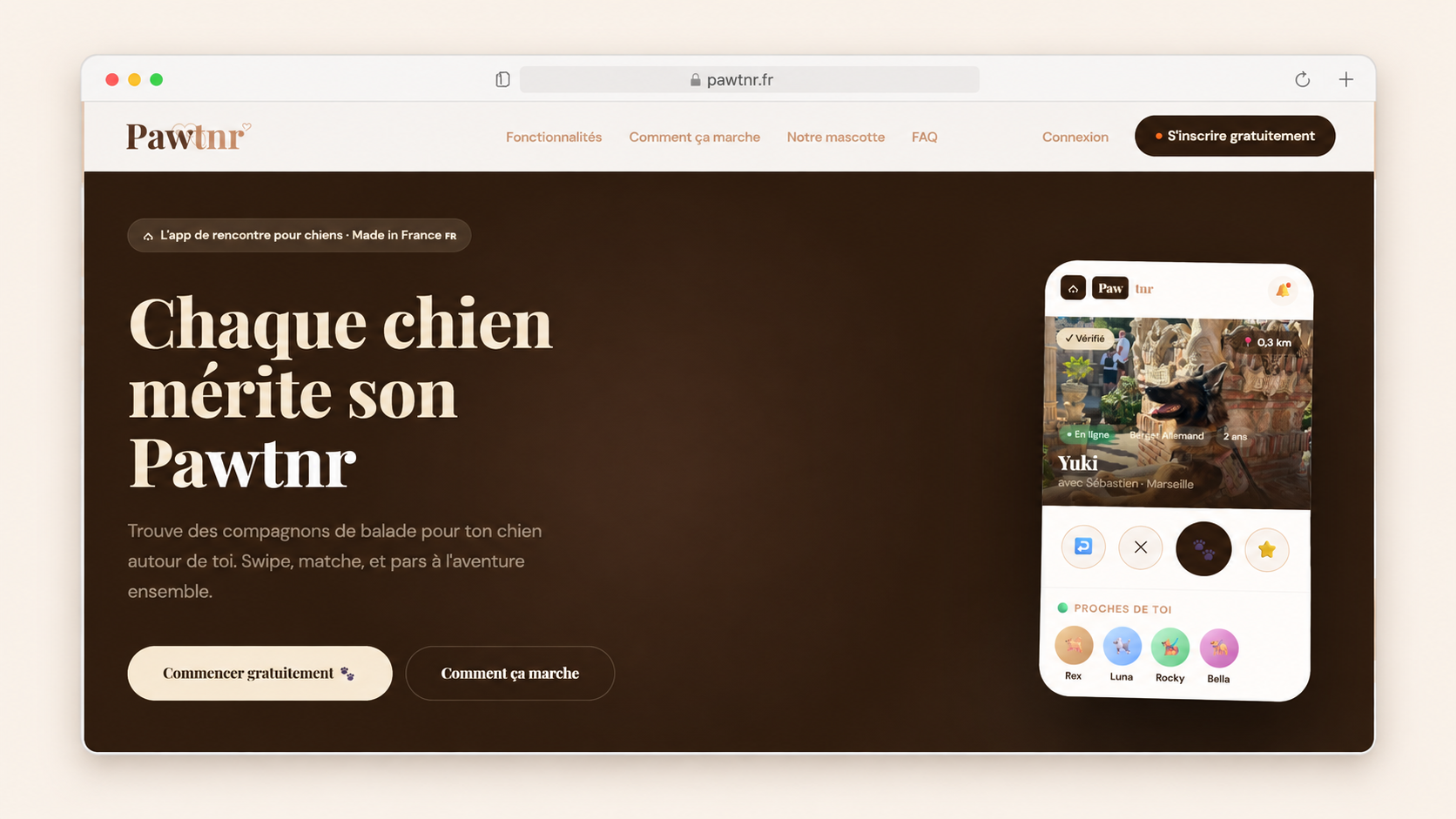 Aperçu du site Pawtnr